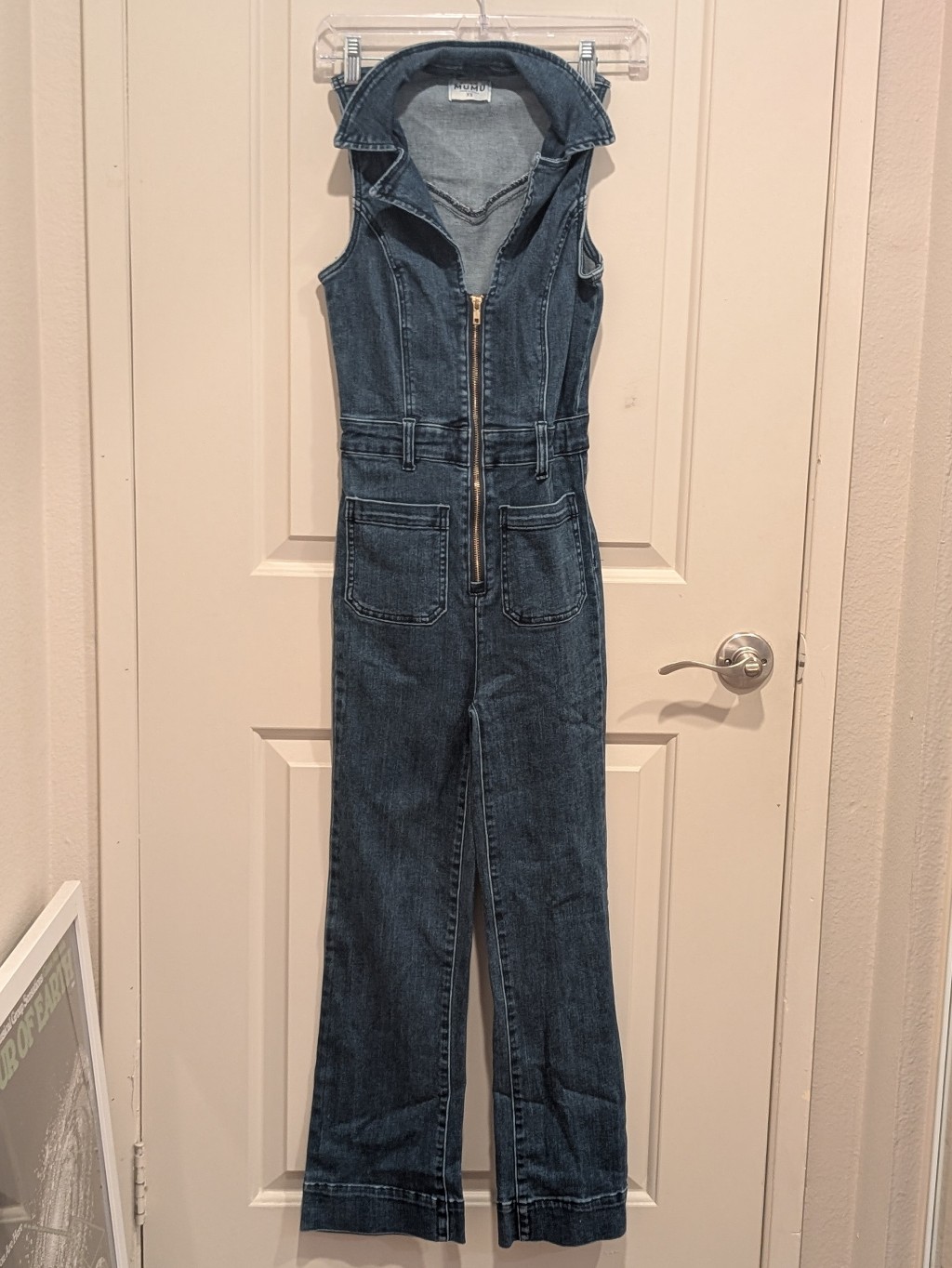Show Me Your Mumu Blue Denim Sleeveless Zip Front Jacksonville Cropped Jumpsuit